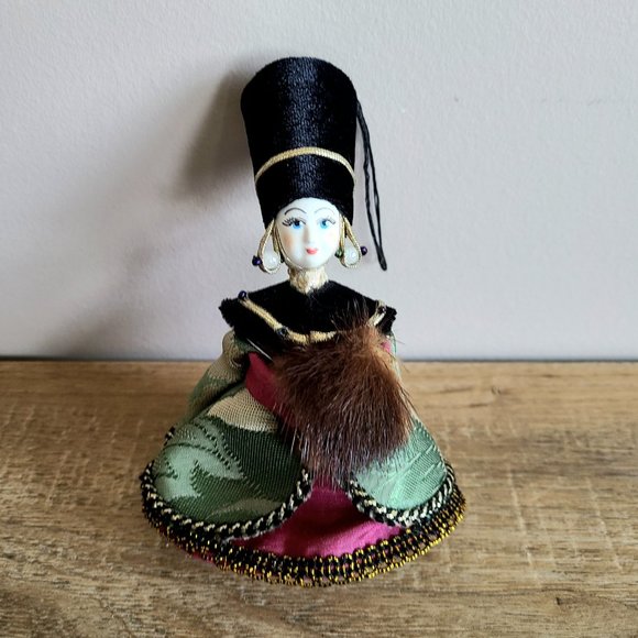 Hand made Russian doll Christmas ornament with real fur mink detail. - Picture 1 of 8